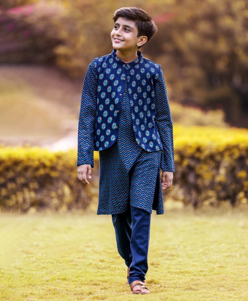 Full Sleeves Bio Wash Knit Kurta Pajama Set Printed