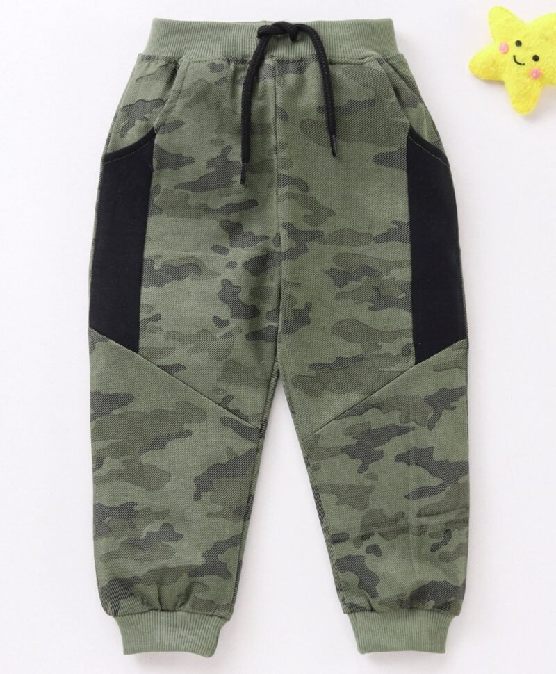 Cotton Knit Lounge Pant Camo Printed - Green