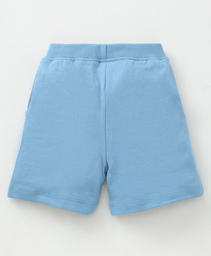 Cotton Knit Shorts Solid- Blue - Image 2