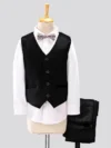 Kids 3 Piece Full Sleeves Party Suit With Bow - Black White - Image 5