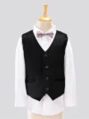 Kids 3 Piece Full Sleeves Party Suit With Bow - Black White - Image 4