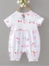 Romper Floral Print With Bow Applique - Pink - Image 3