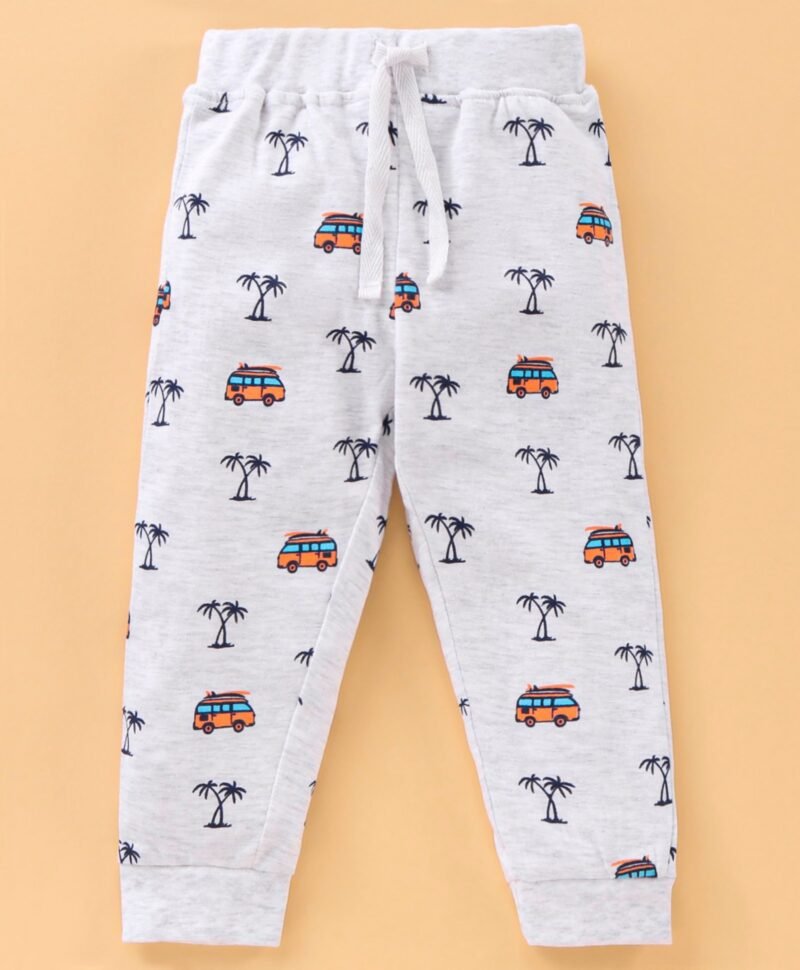 Full Length Printed Knitted Lounge Pants Pack of 2 - Grey Blue - Image 3