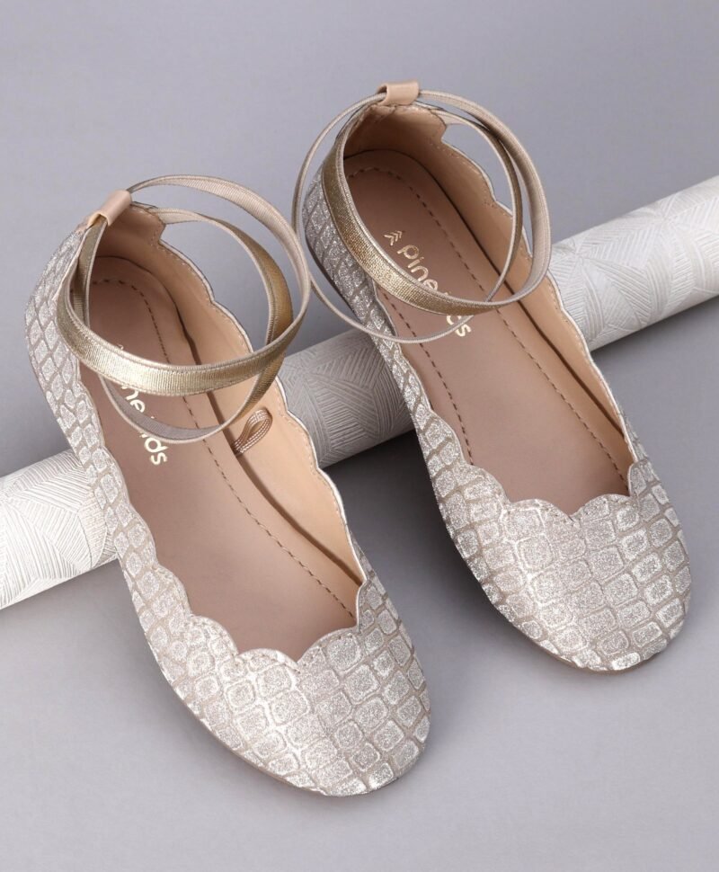 Pink Kids Shimmer Slip on Bellies - Silver