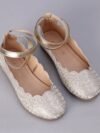 Pink Kids Shimmer Slip on Bellies - Silver - Image 2