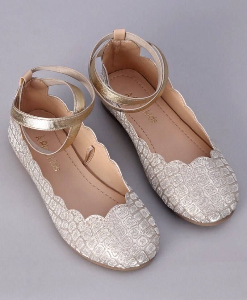 Pink Kids Shimmer Slip on Bellies - Silver - Image 2