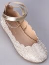 Pink Kids Shimmer Slip on Bellies - Silver - Image 5