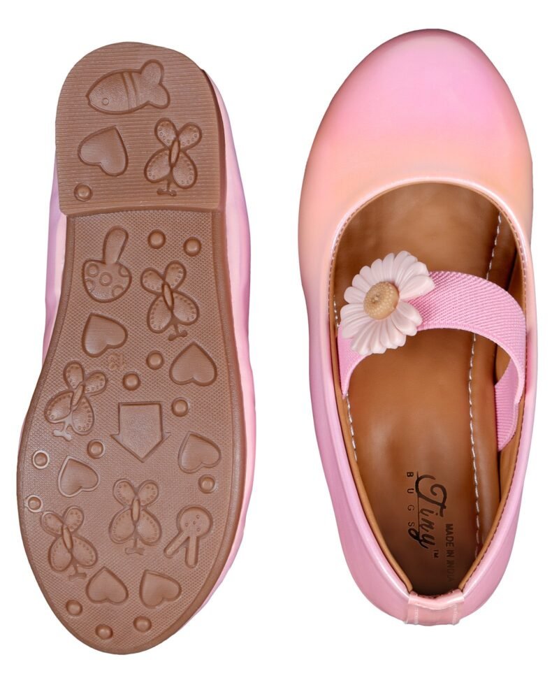 Tiny Bugs Flower Applique Ballerinas - Pink - Image 5