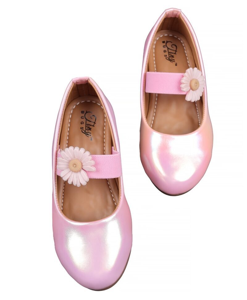 Tiny Bugs Flower Applique Ballerinas - Pink - Image 4