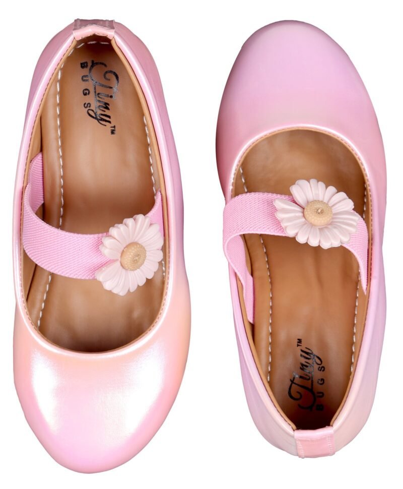 Tiny Bugs Flower Applique Ballerinas - Pink - Image 3