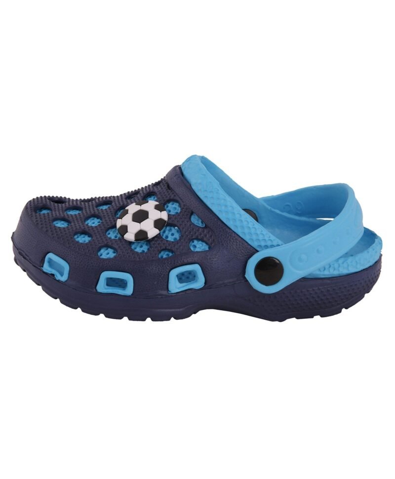 Yellow Bee Football Applique Pores Detailed Clogs - Blue - Image 4