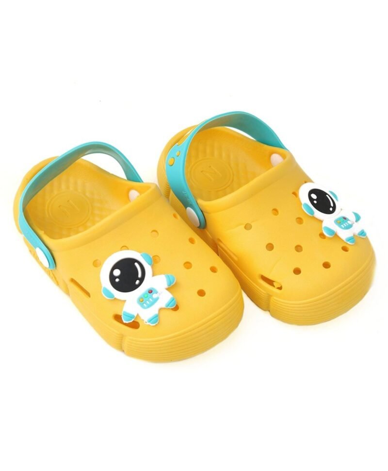 Yellow Bee Hello Astronaut Perforated Sling Back Clogs - Yellow - Image 5