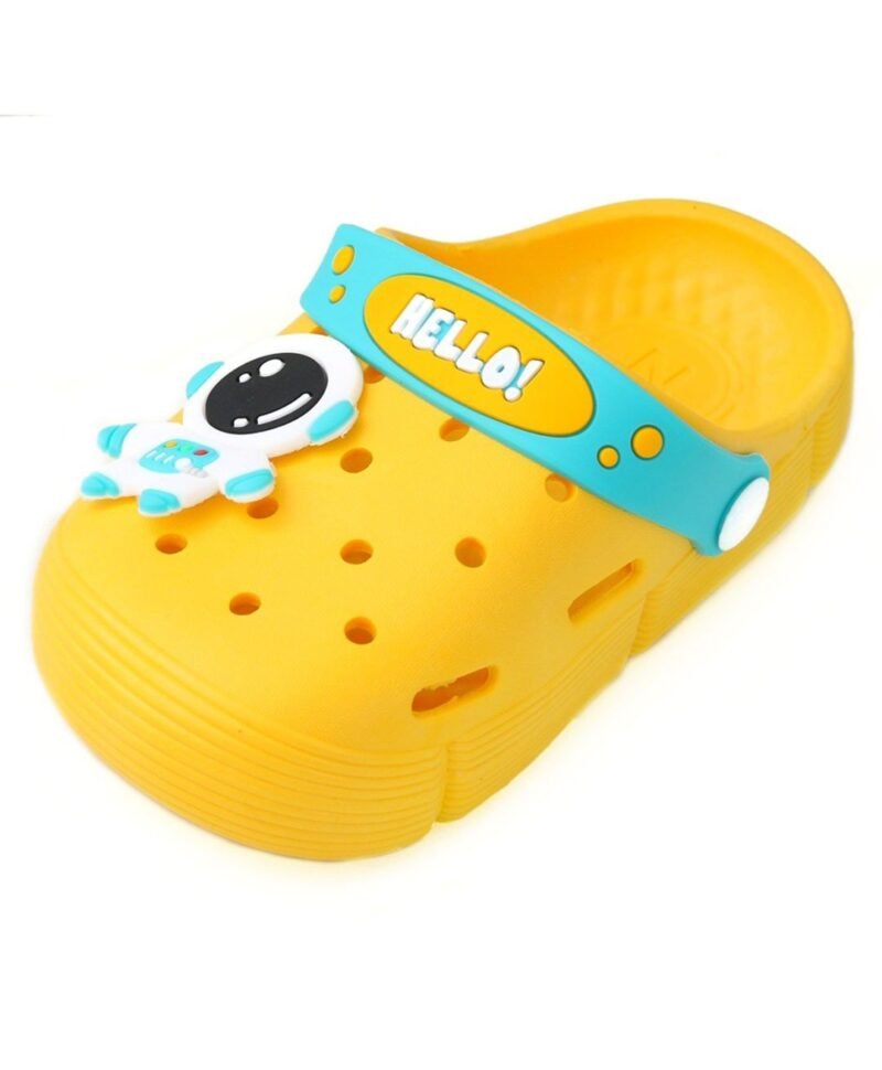 Yellow Bee Hello Astronaut Perforated Sling Back Clogs - Yellow - Image 3