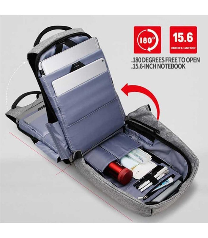 Ketsaal 15.6 inch Expandable Laptop Backpack (Black, Grey) - Image 4