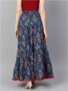 Vara Women Floral Print Flared Blue Skirt - Image 3