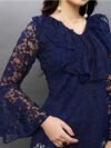 Selvi Casual Bell Sleeve Self Design Women Dark Blue Top - Image 2