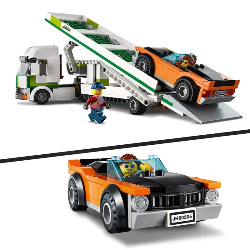 LEGO City Great Vehicles Car Transporter Toy with Muscle Racing Car and Double Deck Trailer Building Blocks - Image 4