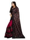 Printed, Floral Print Fashion Lycra Blend Saree  (Maroon, Black) - Image 3