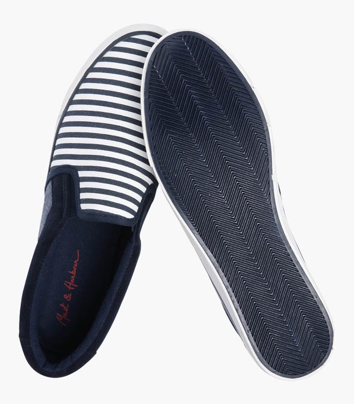 Men Navy & White Striped Shoes - Image 2