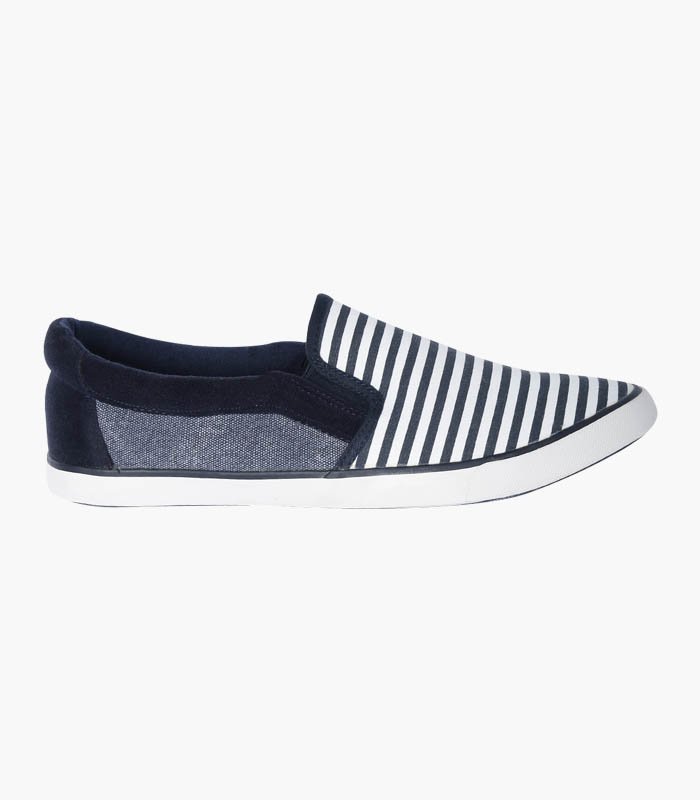 Men Navy & White Striped Shoes - Image 3