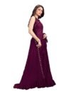 Solid Fashion Lycra Blend Saree  (Purple) - Image 3