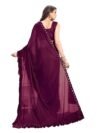 Solid Fashion Lycra Blend Saree  (Purple) - Image 4