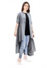 Gliter Fashion Women Solid Crepe Frontslit Kurta (Grey) - Image 5