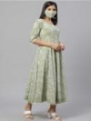 Libas Women Printed Pure Cotton Ethnic Dress (Green) - Image 5