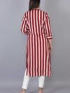 Women Striped Cotton Rayon Blend Straight Kurta - Image 3
