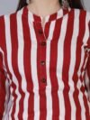 Women Striped Cotton Rayon Blend Straight Kurta - Image 5