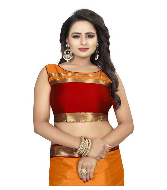 Striped Dharmavaram Cotton Silk Saree (Mustard) - Image 4