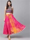 Vara Women Abstract Flared Pink Skirt - Image 2